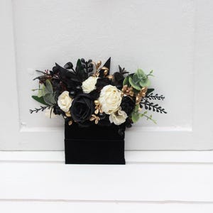 Pocket boutonniere Black gold ivory flowers Flower accessories Boutonniere Buttonhole Groom Groomsmen Gothic wedding