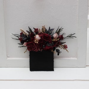 Halloween wedding Burgundy black gold beige flower comb Fall wedding Floral comb Burgundy comb 0018 Pocket boutonniere