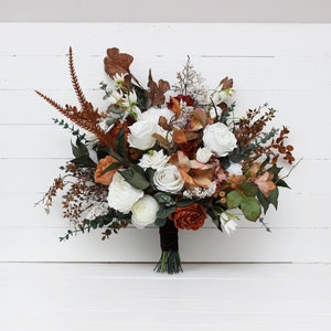 Boho bouquet White rust terracotta bridal bouquet Faux bouquet Fall wedding  Silk flowers Boho wedding