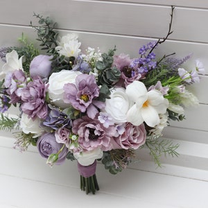Bouquet de mariée lavande Bouquet de fleurs lilas Mariage violet Fleurs en soie Mariage bohème Bouquet de mariée lilas Bouquet de demoiselle d'honneur image 4