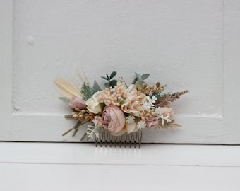 Blush pink beige flower accessories Hair comb Flower comb Hair clip  Wedding accessories Blush pink wedding