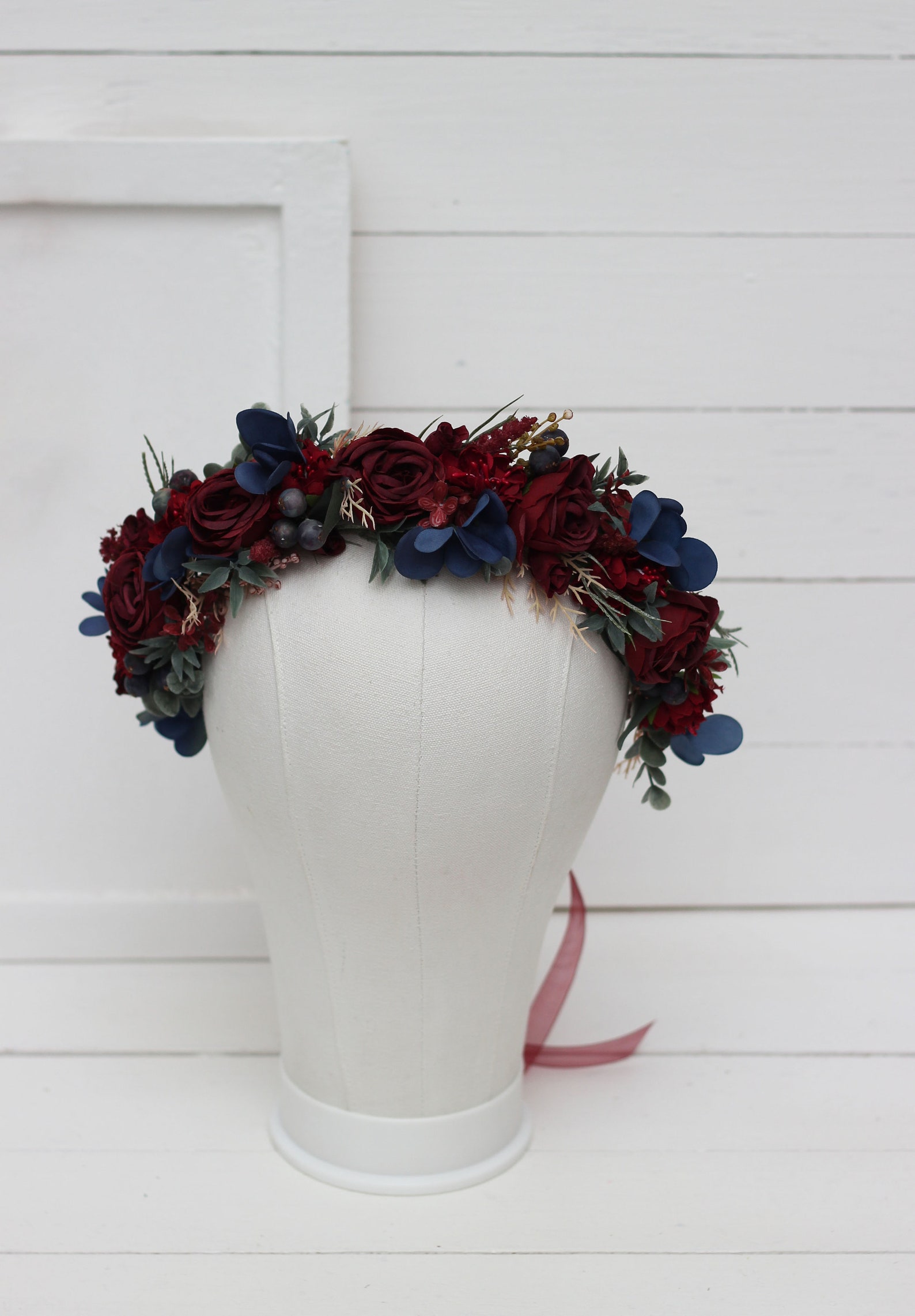 Burgundy Navy Blue Flower Accessories Boutonniere Flower Crown Etsy