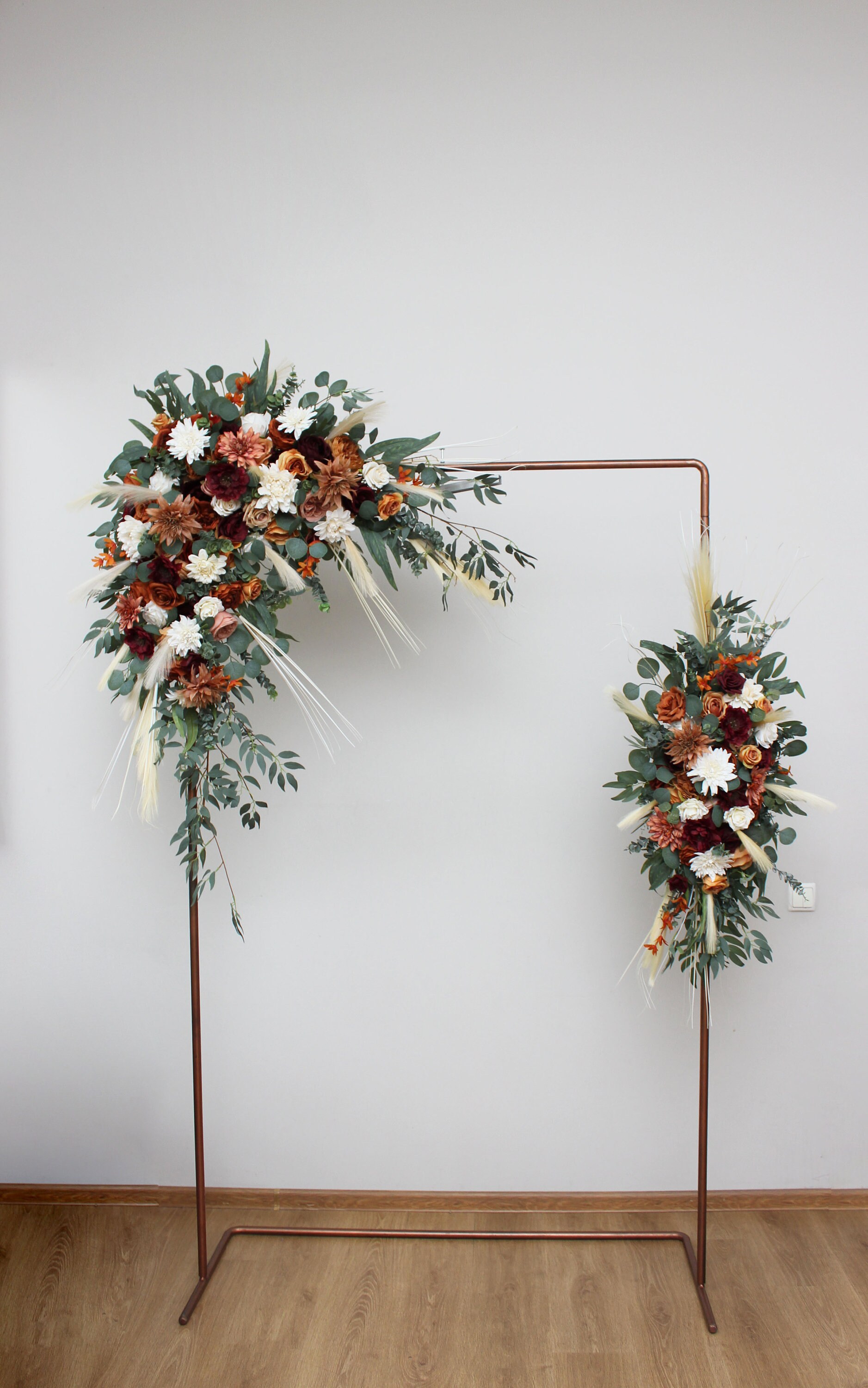 Boho Wedding Cinnamon Ivory Burgundy Orange Flowers Dahlia Arch Flowers  Archway Flowers Pergola Flowers Wedding Arch Arrangement - Etsy, image size:1877x3000