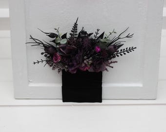 Black purple magenta pocket boutonniere  Flower accessories Fall  wedding buttonhole Groom Groomsmen Halloween wedding