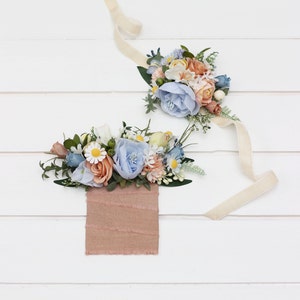 Wildflowers pocket boutonniere  Flower accessories Colorful boutonniere Ivory yellow peach dusty blue flowers Square boutonniere