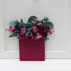 Only for EU and UK Pocket boutonniere Jewel-tone wedding Emerald green purple magenta teal flowers Boutonniere Buttonhole Groom Groomsmen