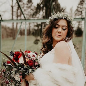 Sale! Bridal headpiece Flower girl crown Bridesmaid eucalyptus baby&#39;s breath flower crown  Floral accessories Wedding hair wreath