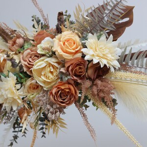 Pampass grass Orange yellow terracotta arch arrangement Fall wedding Silk flowers Boho wedding image 7