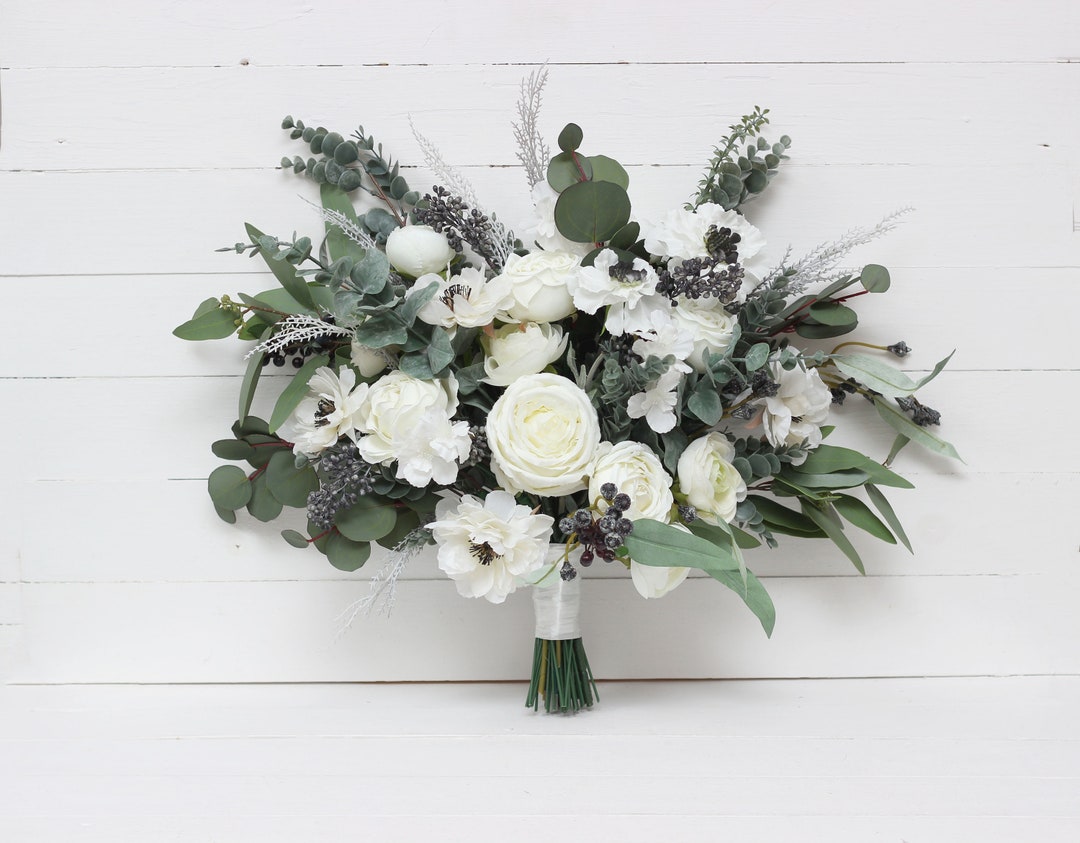 White Anemone Bouquet Bridal Bouquet Faux Bouquet Classic Wedding