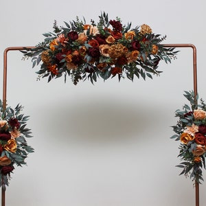 Set of 3  Rust burgundy cinnamon flower arch arrangement  Wedding flowers Floral archway Faux flowers wedding arrangement