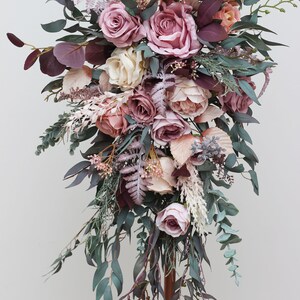 One flower arch arrangement Mauve blush pink boho wedding Wedding corner swag Faux flowers wedding arrangement image 6