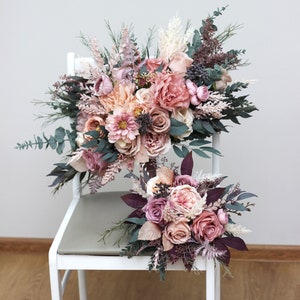 One flower arch arrangement Mauve blush pink boho wedding Wedding corner swag Faux flowers wedding arrangement image 7