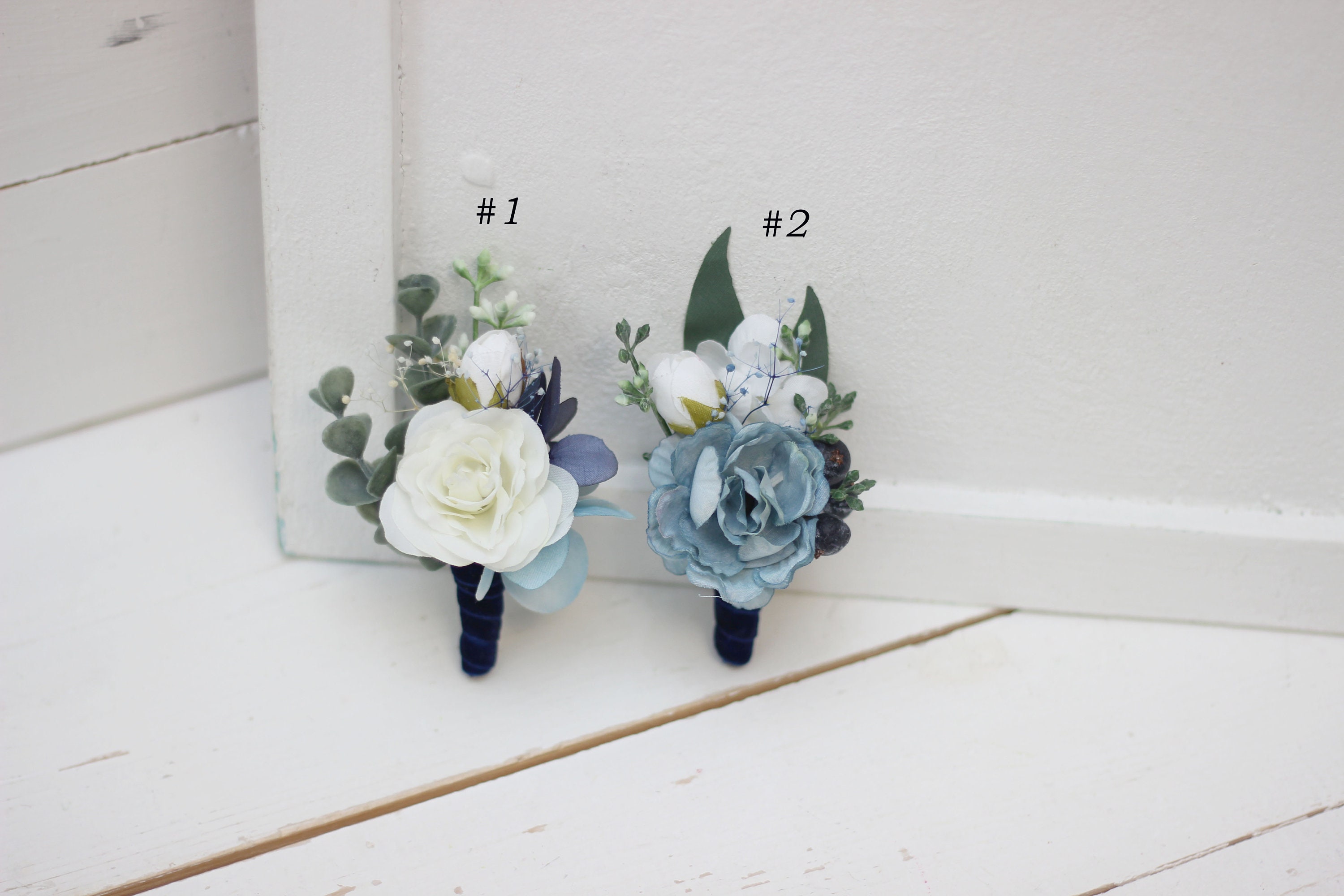 Dusty Blue Boutonniere Navy Blue Wedding Accessories Men's