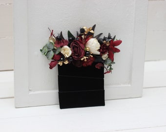 2-5 days to USA Pocket boutonniere Burgundy black gold ivory flowers Boutonniere Buttonhole Groom Groomsmen Burgundy brown fall wedding-0032