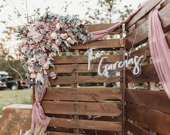 One flower arch arrangement Mauve blush pink boho wedding  Wedding corner swag Faux flowers wedding arrangement