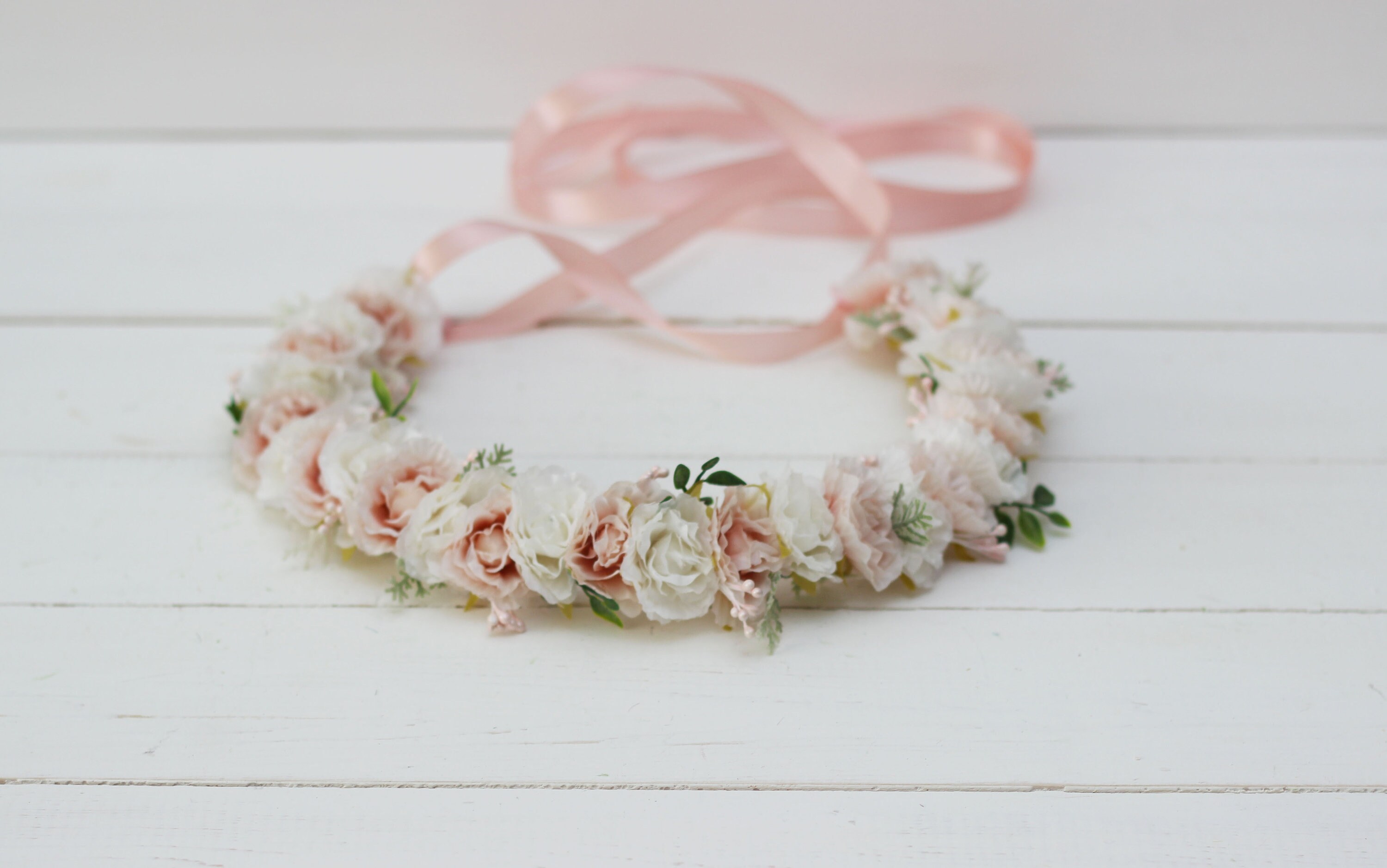 Blush pink ivory rose flower crown Flower girl crown Flower Etsy