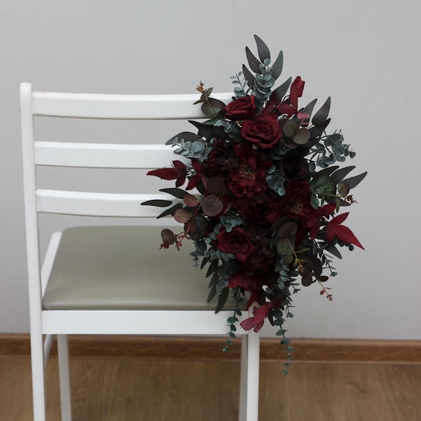 Moody Burgundy Wedding Aisle Artificial Flower Chair Decor