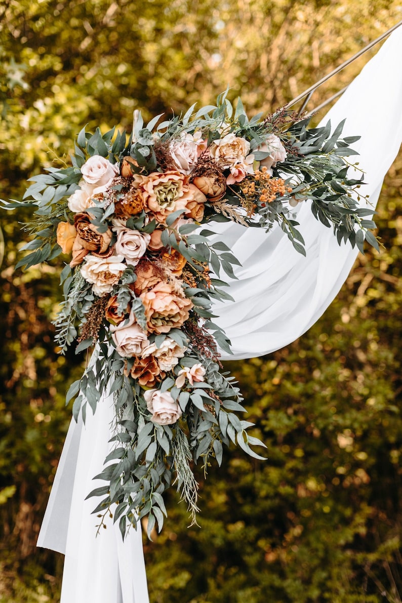 Rust boho wedding Flower arch arrangement Wedding flowers