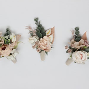 Blush pink white flower accessories Boutonniere  Wrist corsage Groom Wedding accessories Blush pink wedding