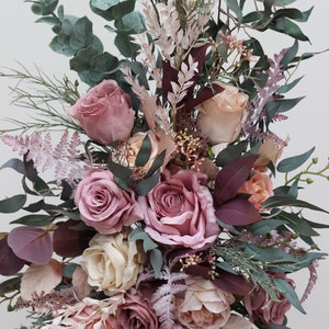 One flower arch arrangement Mauve blush pink boho wedding Wedding corner swag Faux flowers wedding arrangement image 5
