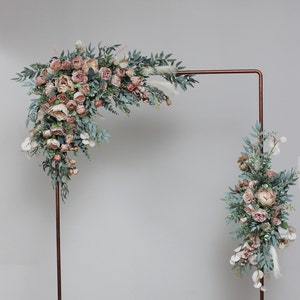 Boho wedding Beige blush pink arch arrangement flowers Faux flowers wedding arrangement Floral arch arrangement