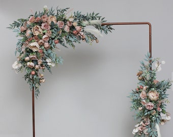 Boho wedding Beige blush pink arch arrangement flowers Faux flowers wedding arrangement Floral arch arrangement