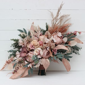 Boho bouquet Dusty rose cream blush pink flowers Bridal bouquet Faux bouquet Fall wedding  Faux blooms Boho wedding- width 20 inch