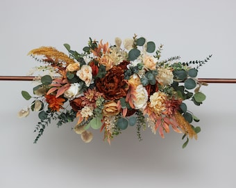 Arch flowers Boho wedding Rust orange cream arch arrangement Fall wedding Archway flowers Pergola flowers Wedding arch Fall wedding