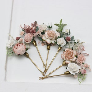 Set of 6 bobby pins Blush pink white accessories Bridal hairpiece Wedding flowers Floral hair pins White floral bobby pins image 3