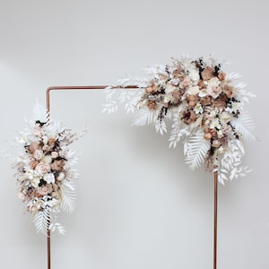 Boho beige white brown flowers Wedding corner swag Faux flowers wedding arrangement Flower tie back Archway