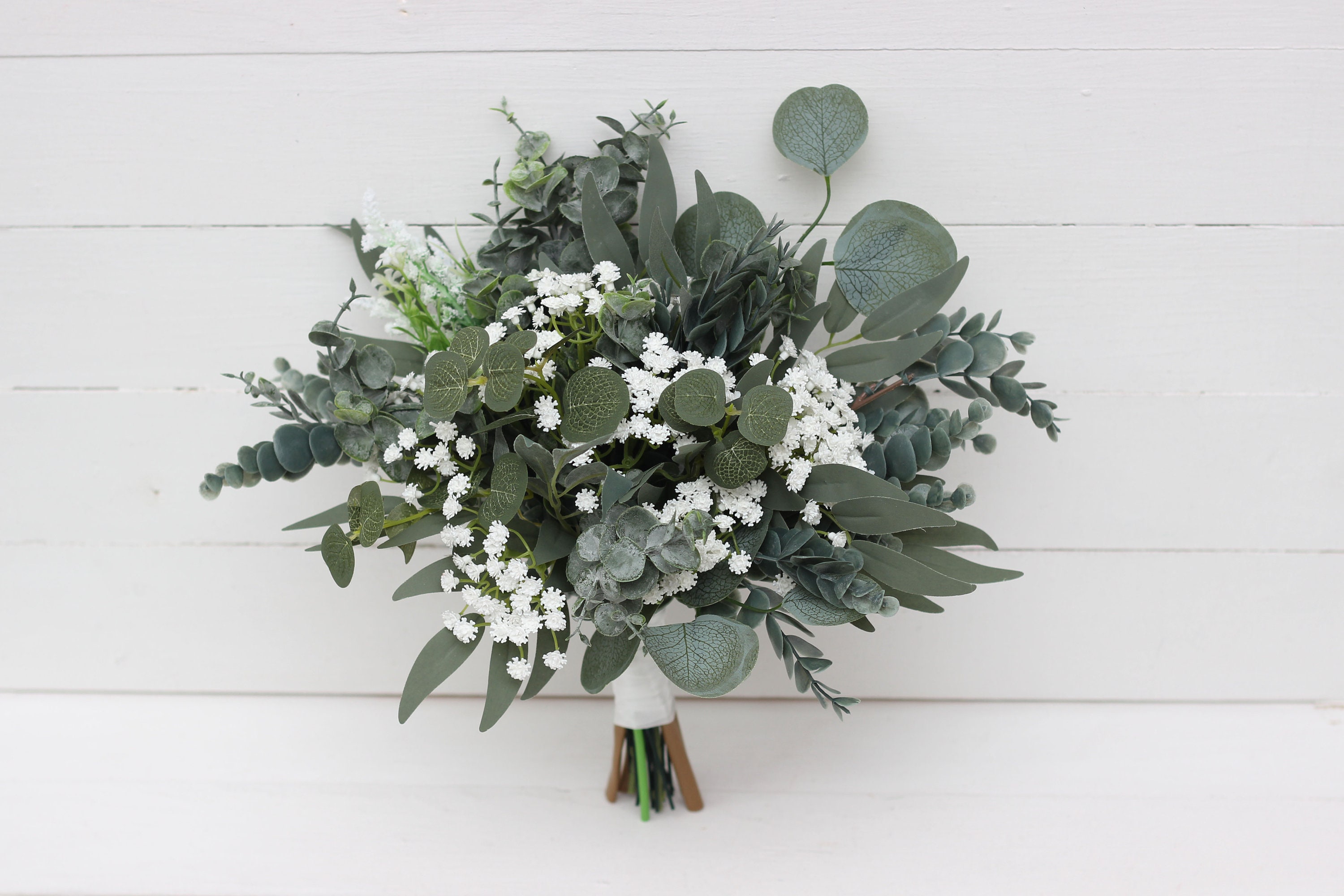 Faux Green and White Baby's Breath Flower Bouquet + Reviews