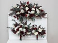 Burgundy ivory bouquet - size 15" Bridal bouquet Faux bouquet  Wedding flowers Faux blooms Boho wedding product logo