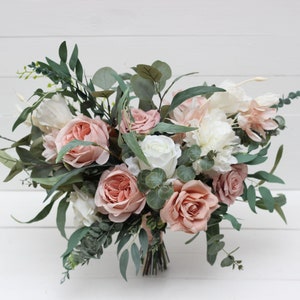 White blush pink bouquet Bridal bouquet Faux bouquet Classic wedding Wedding flowers Faux blooms