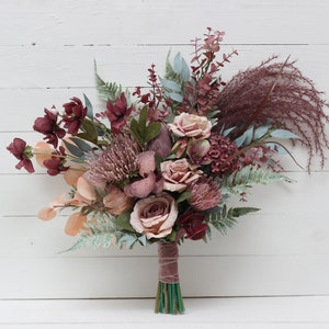 Dusty rose mauve wedding Bridal  boho flowers Fall wedding bouquet Pampass gras bouquet Bridesmaid bouquet Wedding bouquet