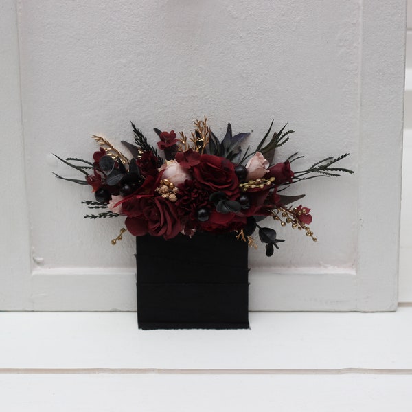 Pocket boutonniere Burgundy black gold beige flowers Flower accessories Boutonniere Buttonhole Groom Groomsmen Fall wedding Halloween