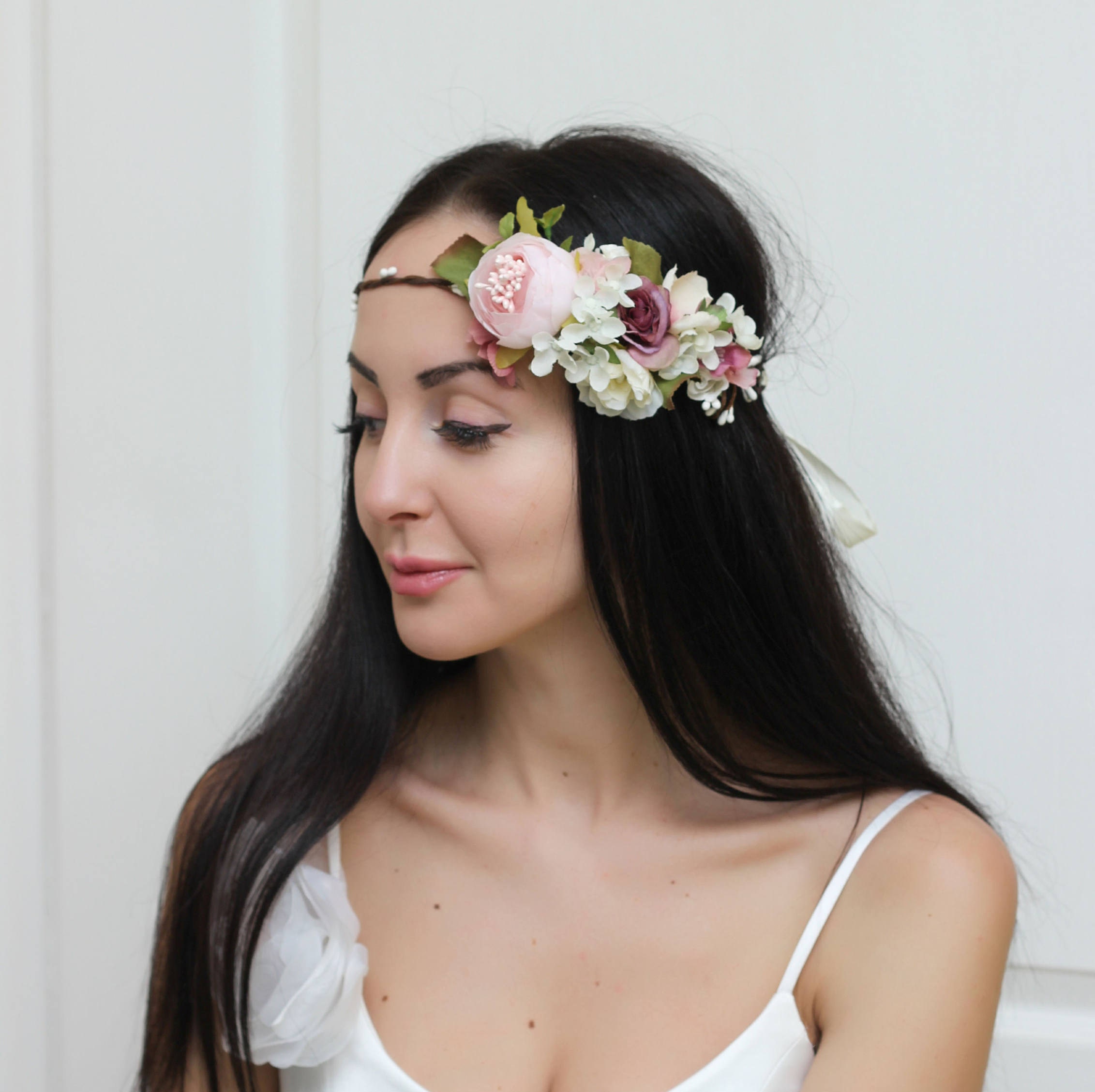 Flower Crown Flower Halo Bridal Floral Crown Flower Crown Etsy