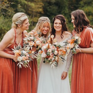 Boho bouquet Pampass grass Orange rust peach flowers Bridal bouquet Faux bouquet Fall wedding  Silk flowers Boho wedding- width 18 inch