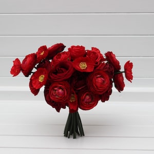 Red bouquet Bridal bouquet Faux bouquet Fall wedding Wedding bouquet  Wedding Faux blooms Bridesmaid bouquet