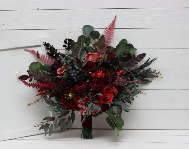 Deep burgundy red blue arch arrangement Arch flowers Fall wedding Archway flowers Pergola flowers Wedding arch Bridal bouquet