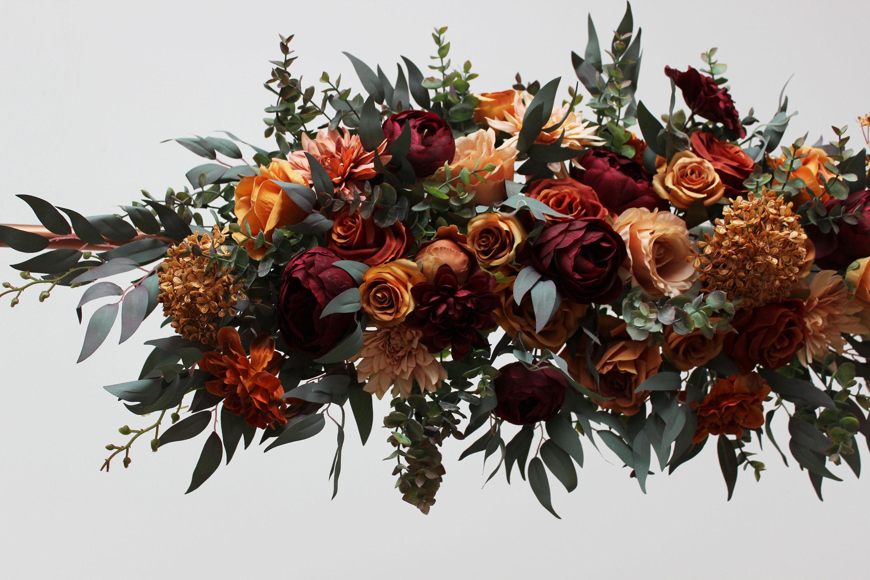 Set of 3 Rust burgundy cinnamon flower arch arrangement Etsy