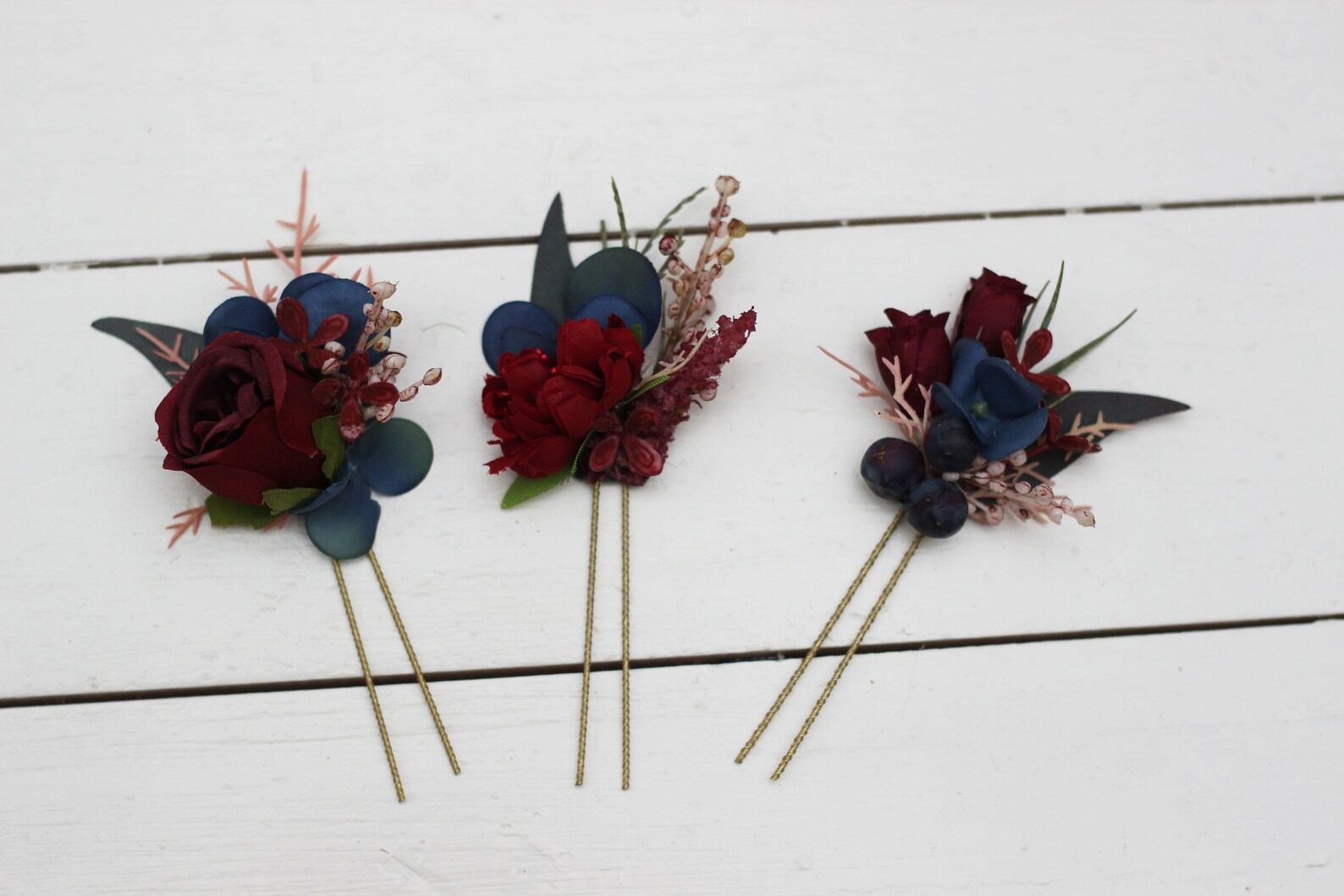 Burgundy Navy Blue Flower Accessories Boutonniere Flower Crown Etsy