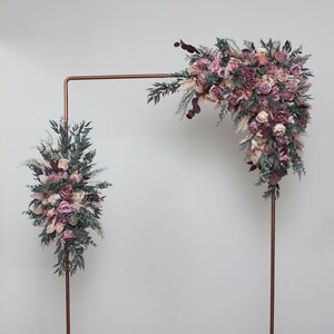 One flower arch arrangement Mauve blush pink boho wedding Wedding corner swag Faux flowers wedding arrangement image 2