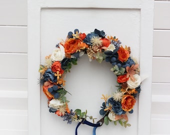 Rust navy blue ivory flower crown Flower hair accessories Wedding flowers Floral crown Flower headband