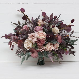 Boho bouquet Mauve purple beige flowers Bridal bouquet Faux bouquet Fall wedding Bridesmaid bouquet Faux flowers Boho wedding