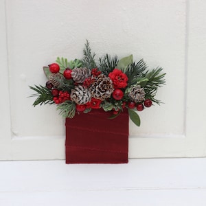 Red burgundy pocket boutonniere Pine boutonniere Winter wedding Christmas wedding Cone boutonniere Boutonniere Buttonhole Groom Groomsmen