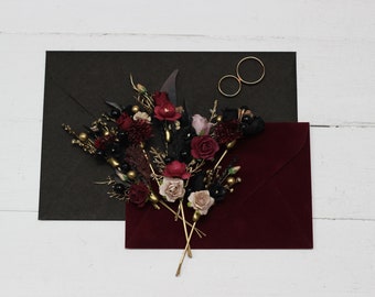 Set of 8 bobby pins Burgundy black gold beige flowers Fall wedding Bridal flowers Flower hair pins Halloween wedding Hairpiece Bridesmaid