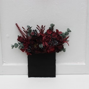 Pocket boutonniere Burgundy  flowers Flower accessories Boutonniere Buttonhole Groom Groomsmen Gothic wedding Halloween wedding