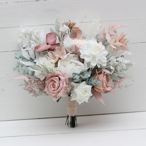 White peony blush pink bouquet Bridal bouquet Faux bouquet Classic wedding Wedding flowers Faux blooms