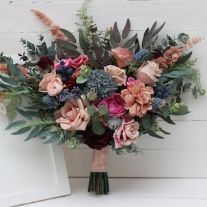 Burgundy wedding Burgundy dusty rose blue bouquet Bridal bouquet Bridesmaid flowers Bridal flowers Wedding flowers