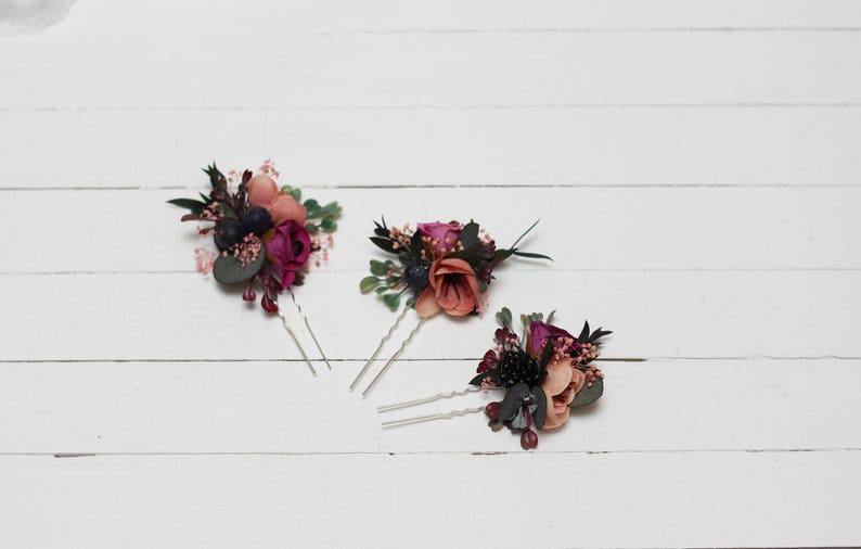 Set of 3 hair pins Fall wedding Hair accessories Bridal Etsy